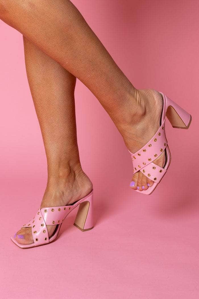 pink heels eyelets