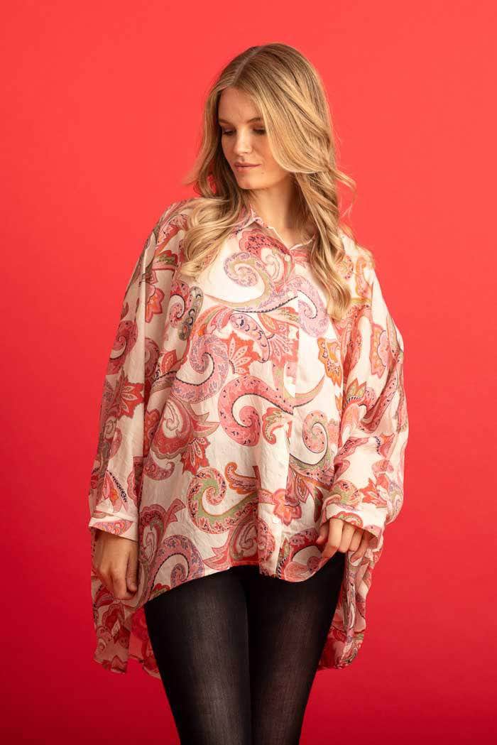 pink paisley top shirt