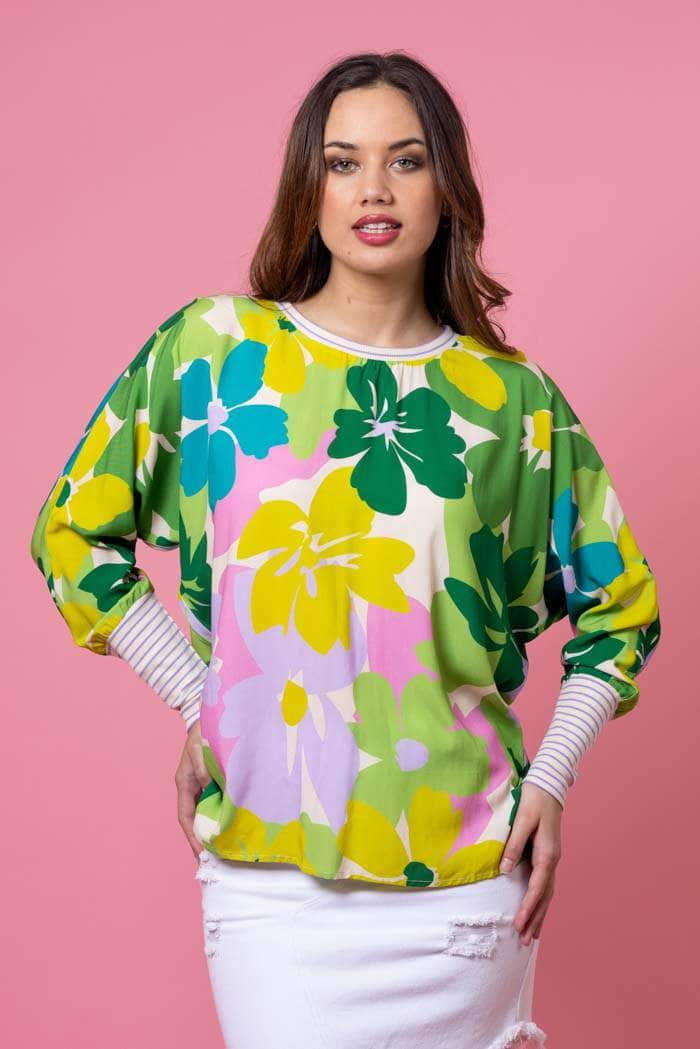 green floral top sleeves