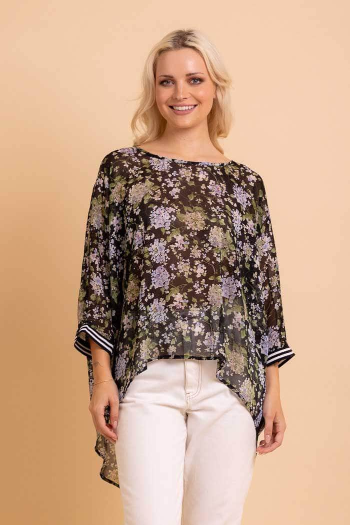 black floral sleeve top