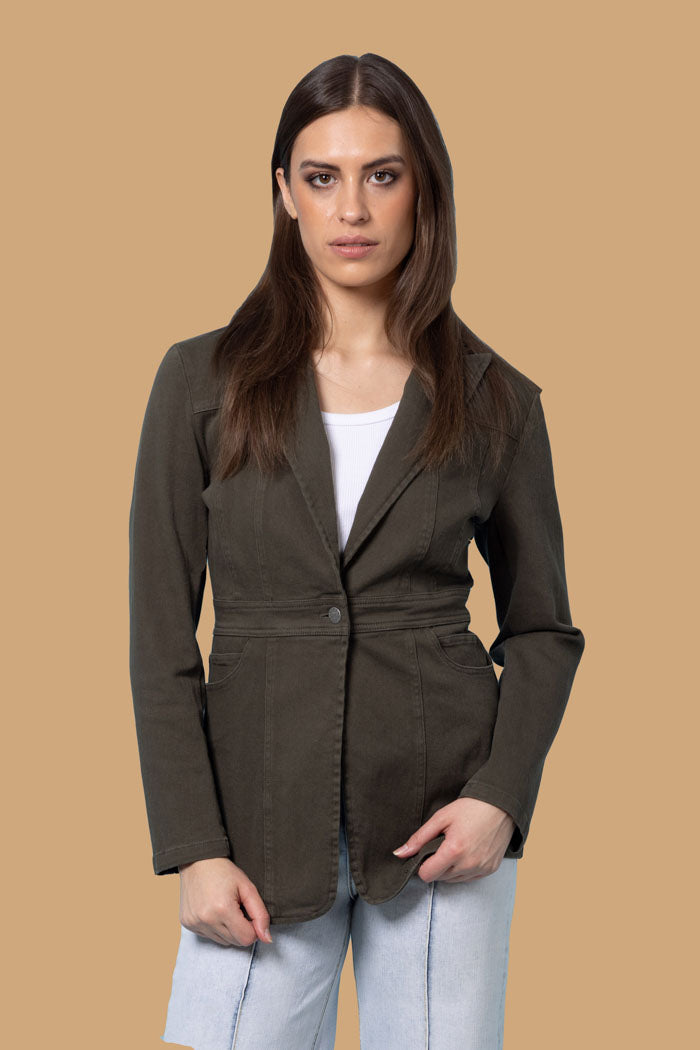 khaki green blazer jacket