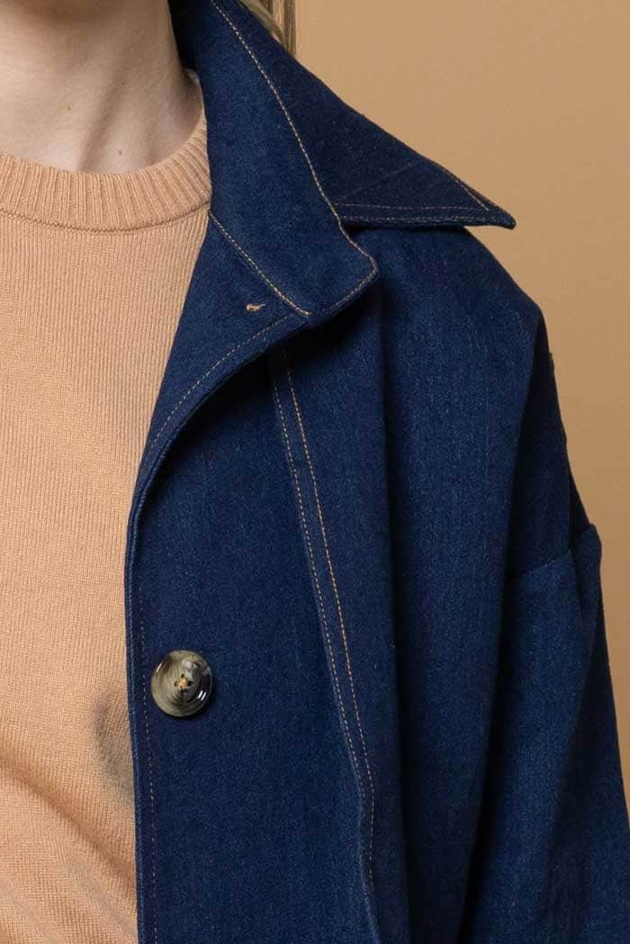 Zelda Dark Blue Denim Trench Coat 5