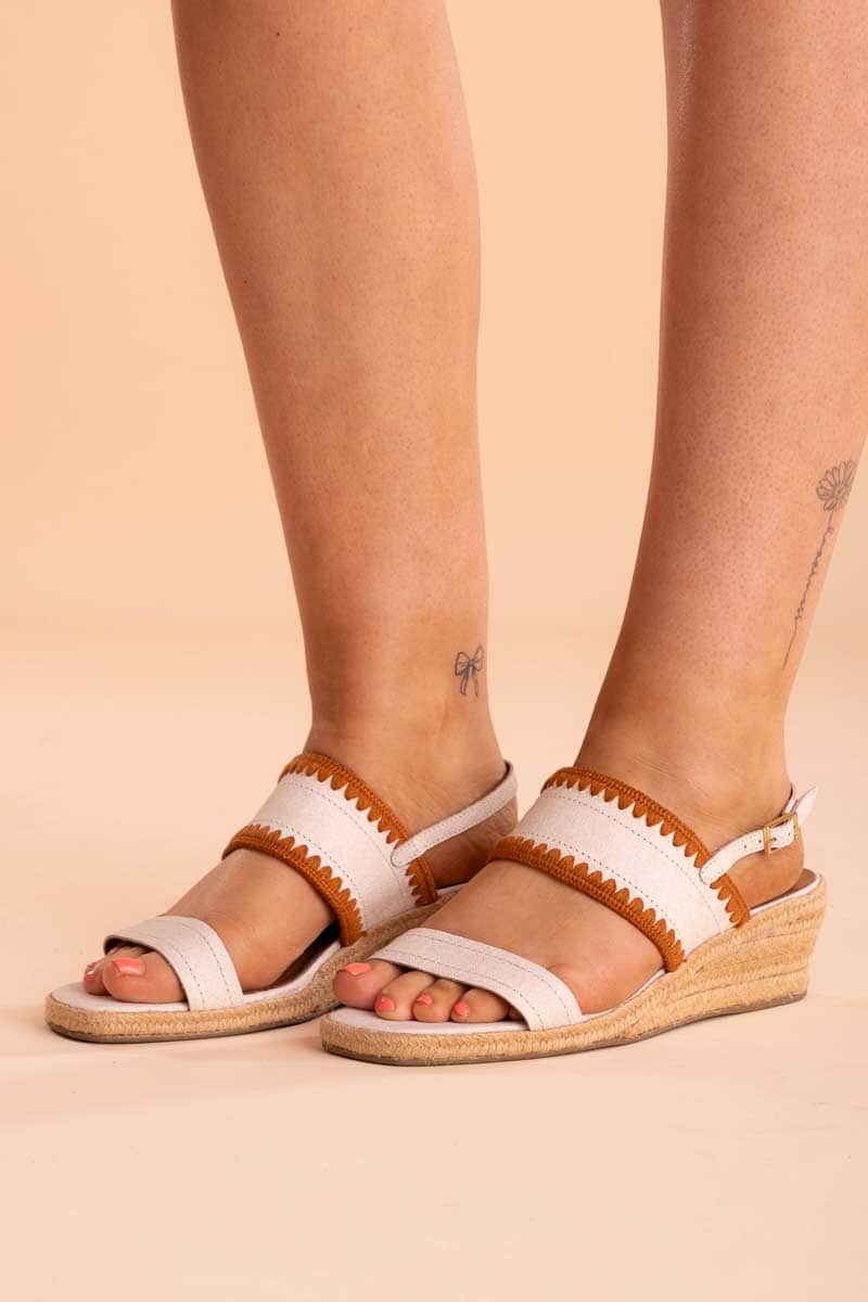 cream wedge heel woven