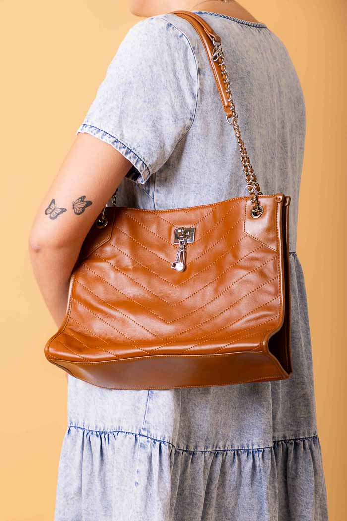 large brown tote handbag