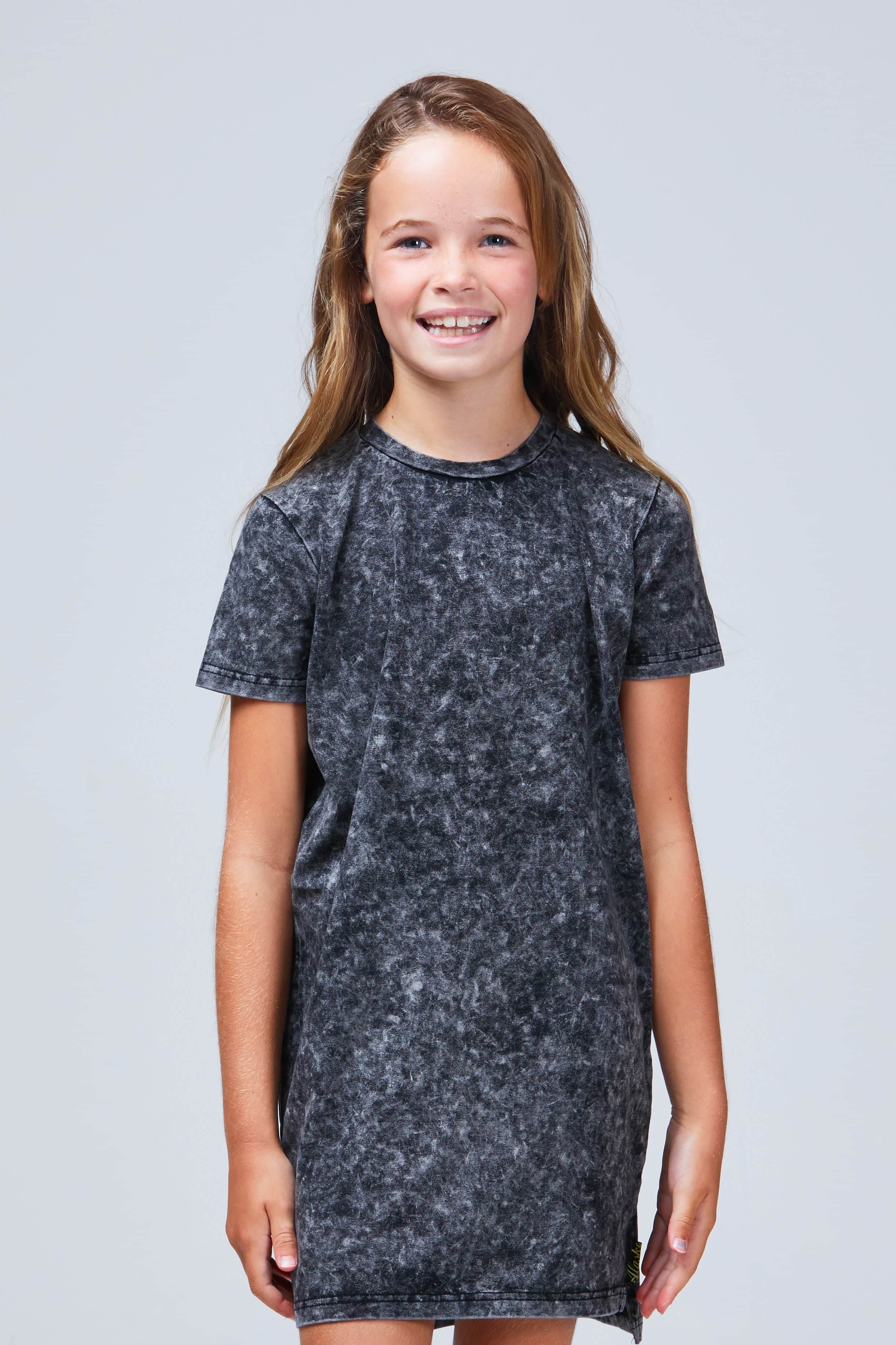 girls stonewash midi dress