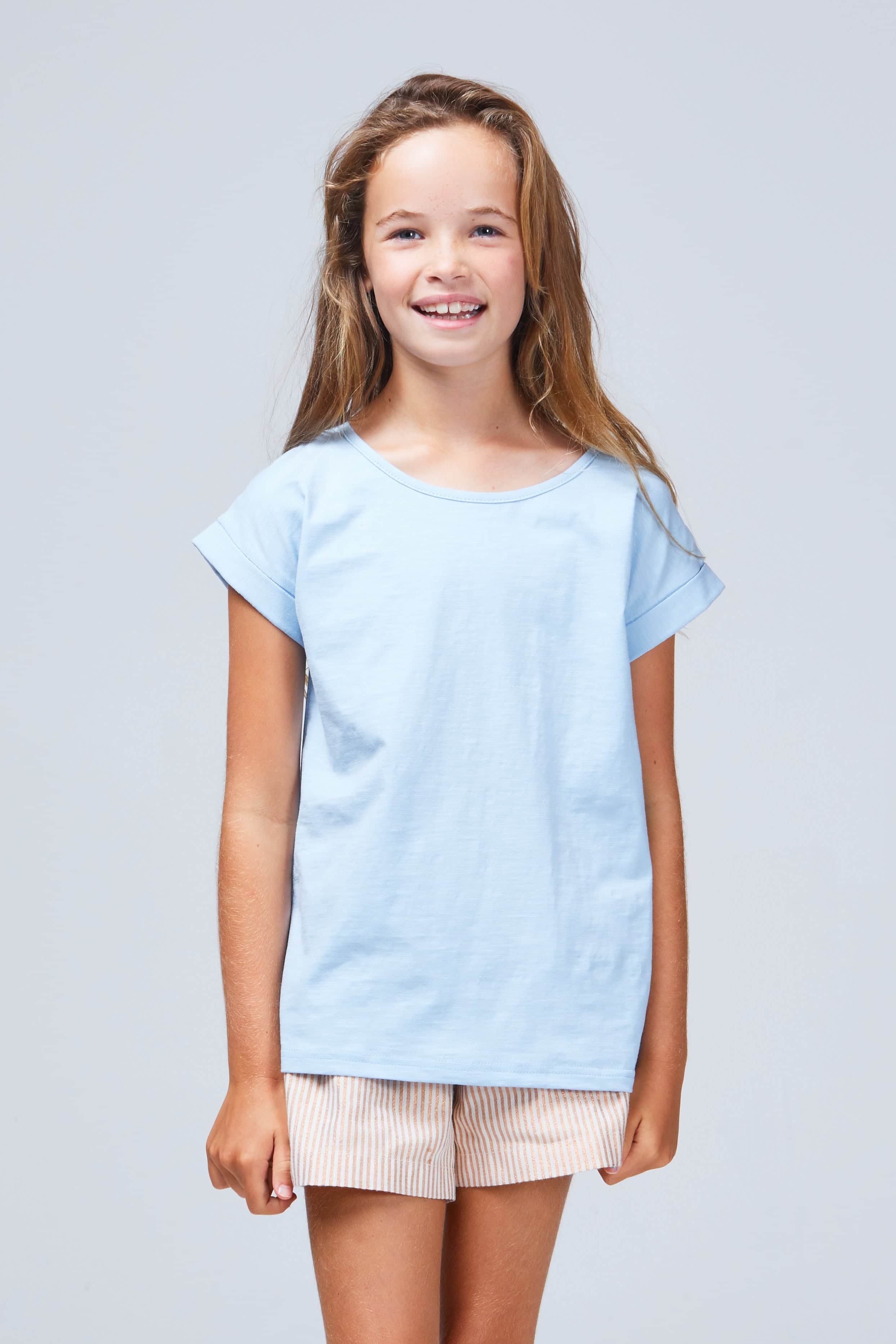baby blue girls basic tee