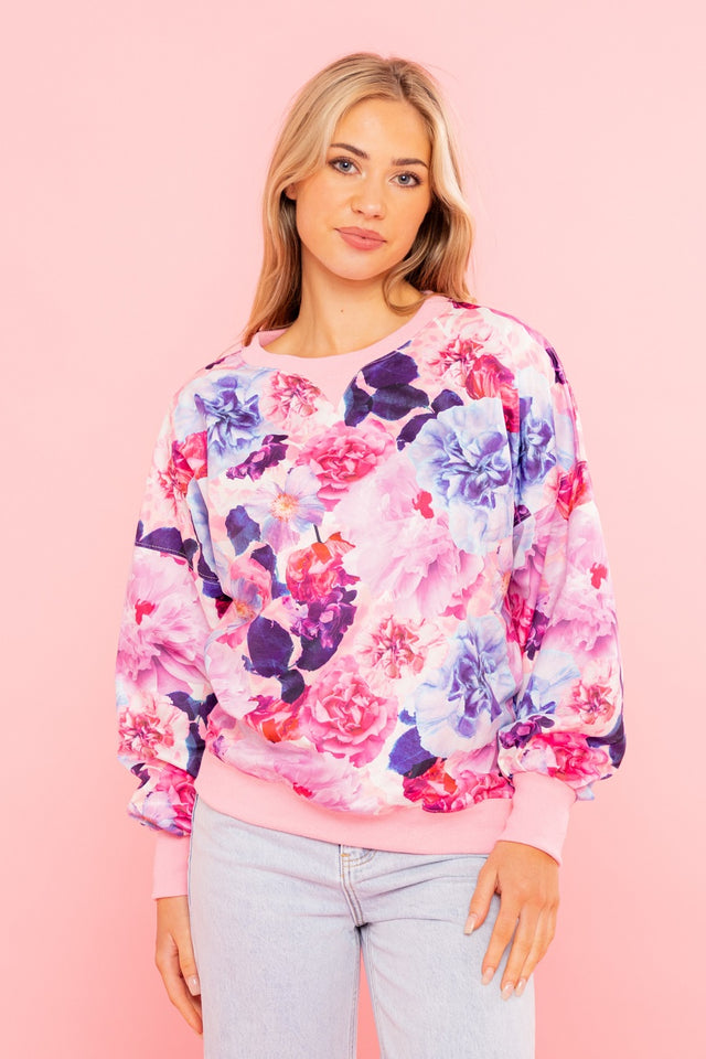 Light pink floral print sweatshirt