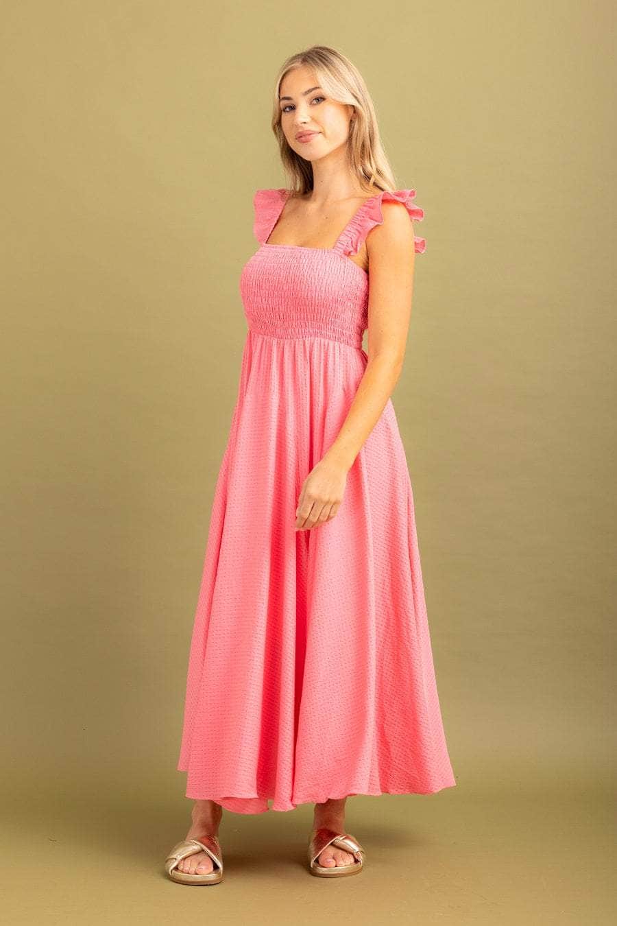 watermelon pink maxi dress