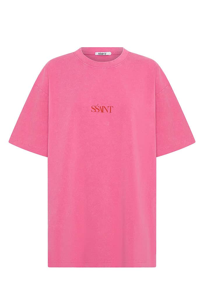 SSAINT No Vacancy Tee Dark Pink Acid Wash 6