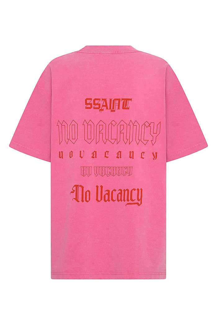 SSAINT No Vacancy Tee Dark Pink Acid Wash 7