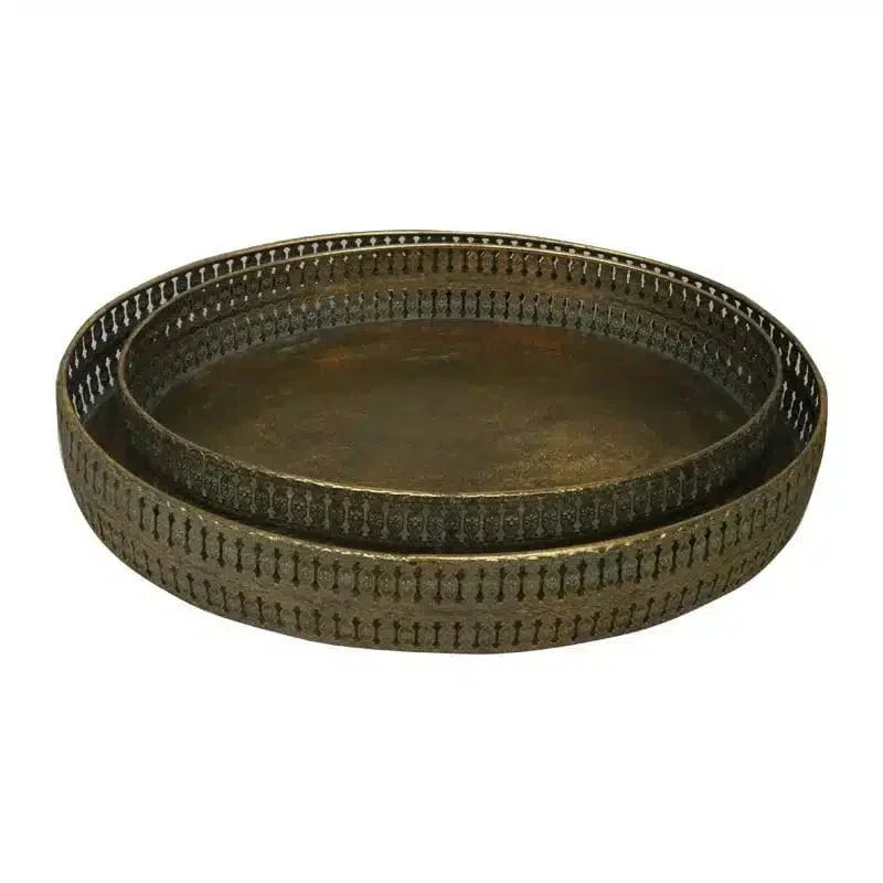 Le Forge Metal Tray Round set/2 Gold 2