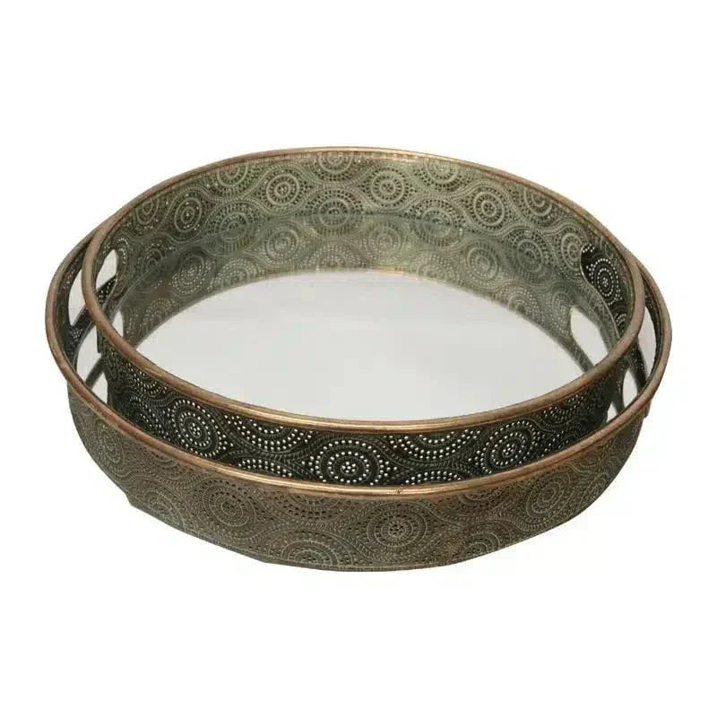 Le Forge Metal Mirror Tray set/2 Gold 2