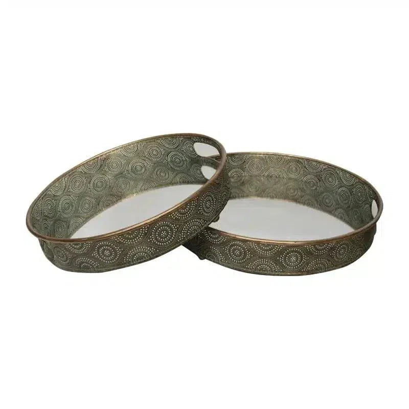 Le Forge Metal Mirror Tray set/2 Gold