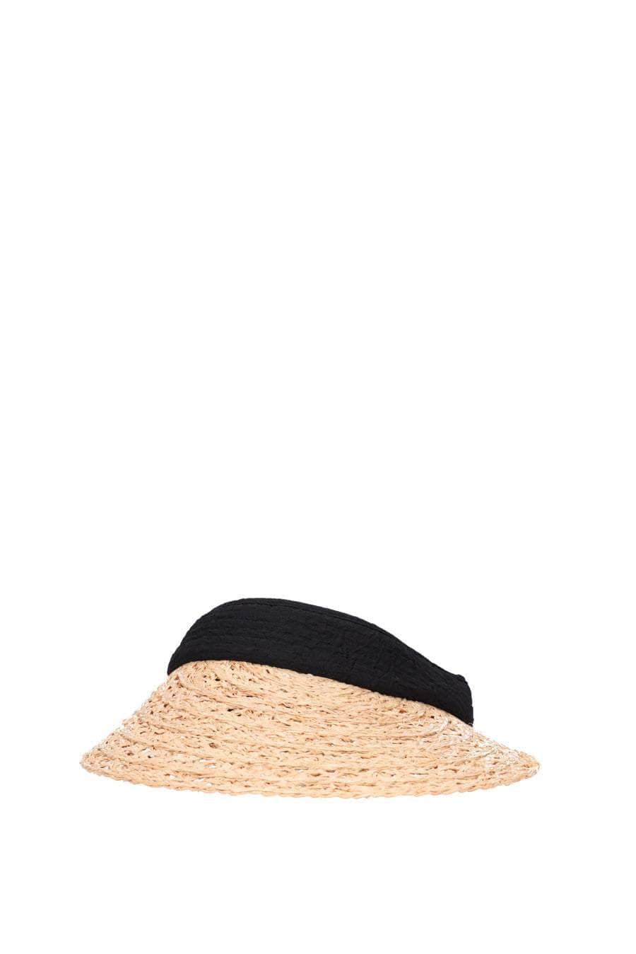 woven tan visor with black trim
