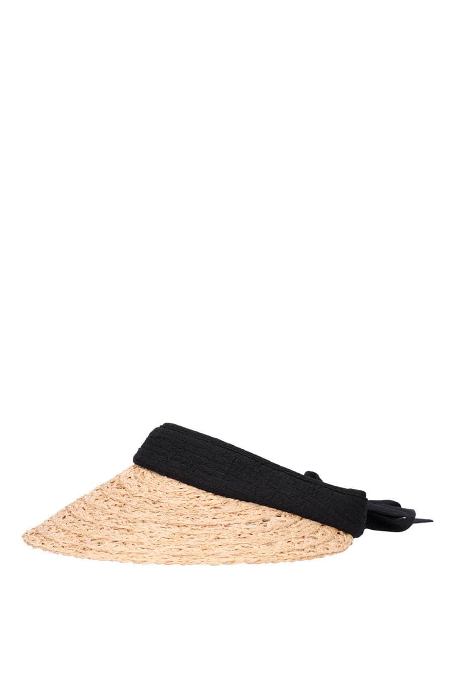 woven tan visor with black trim