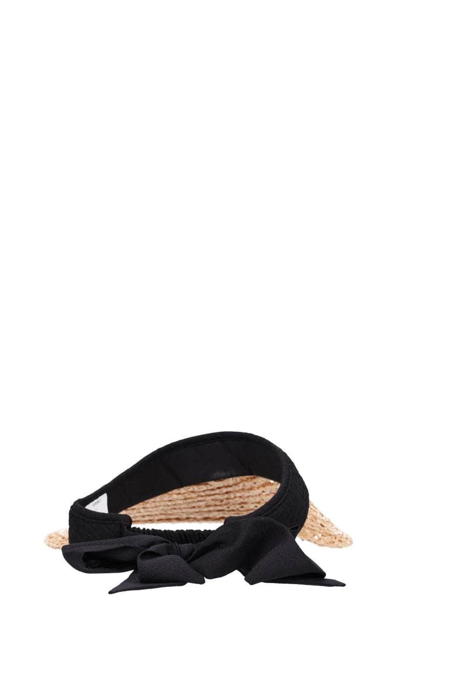 woven tan visor with black trim