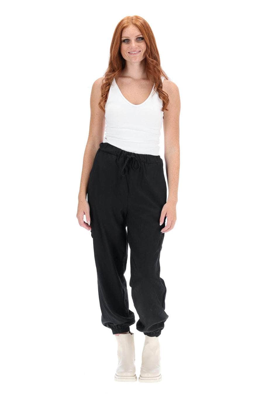 Hannah Cargo Pant black elastic waistband
