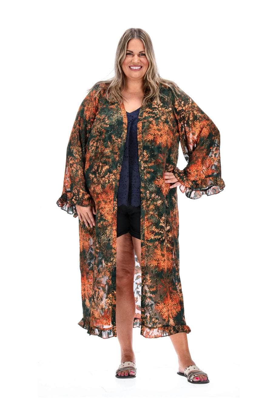 Plus Size Kimono Green