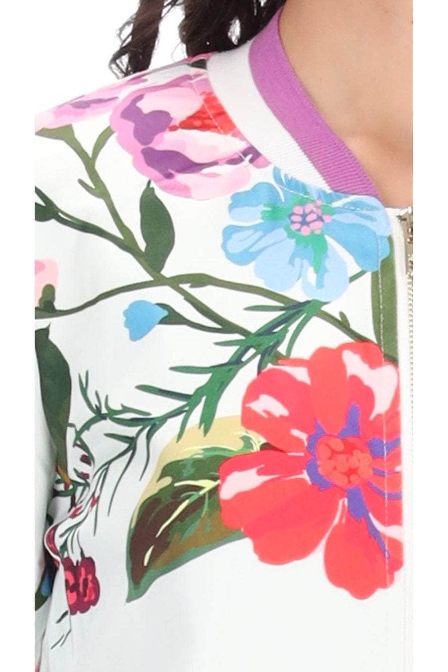 White floral bomber jacket