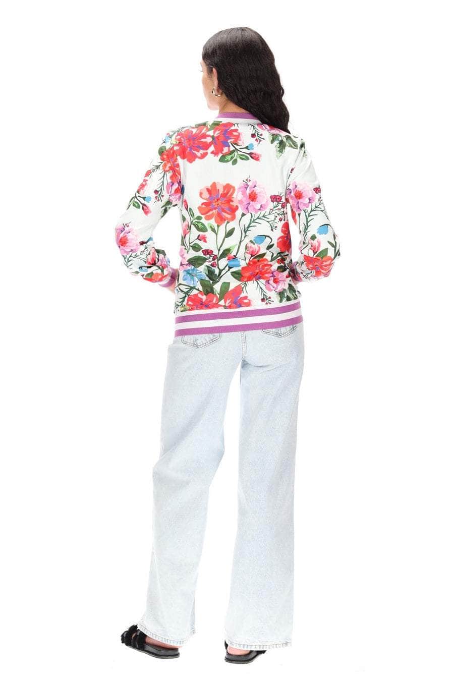 White floral bomber jacket