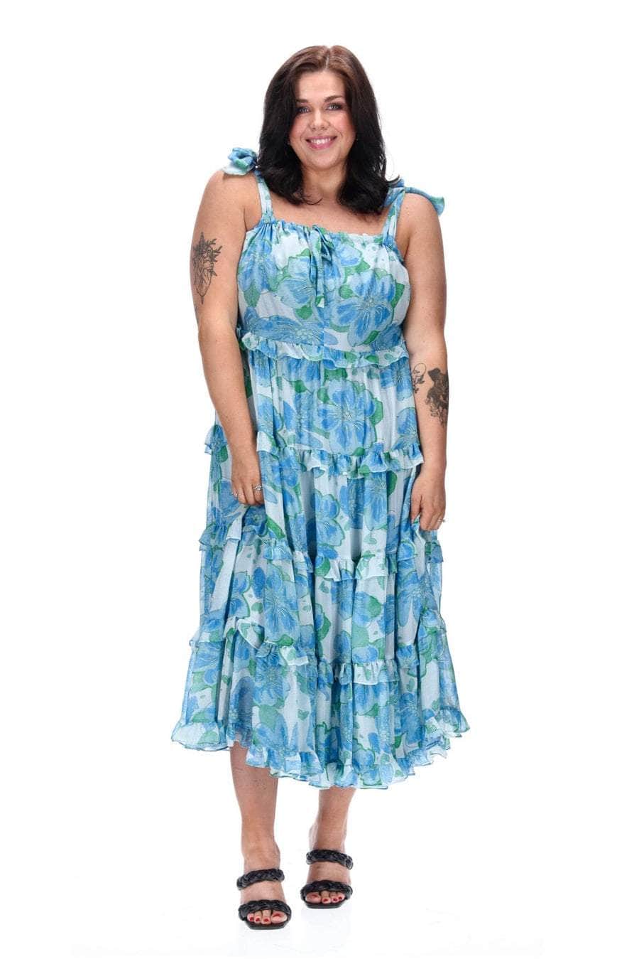 plus size blue floral dress