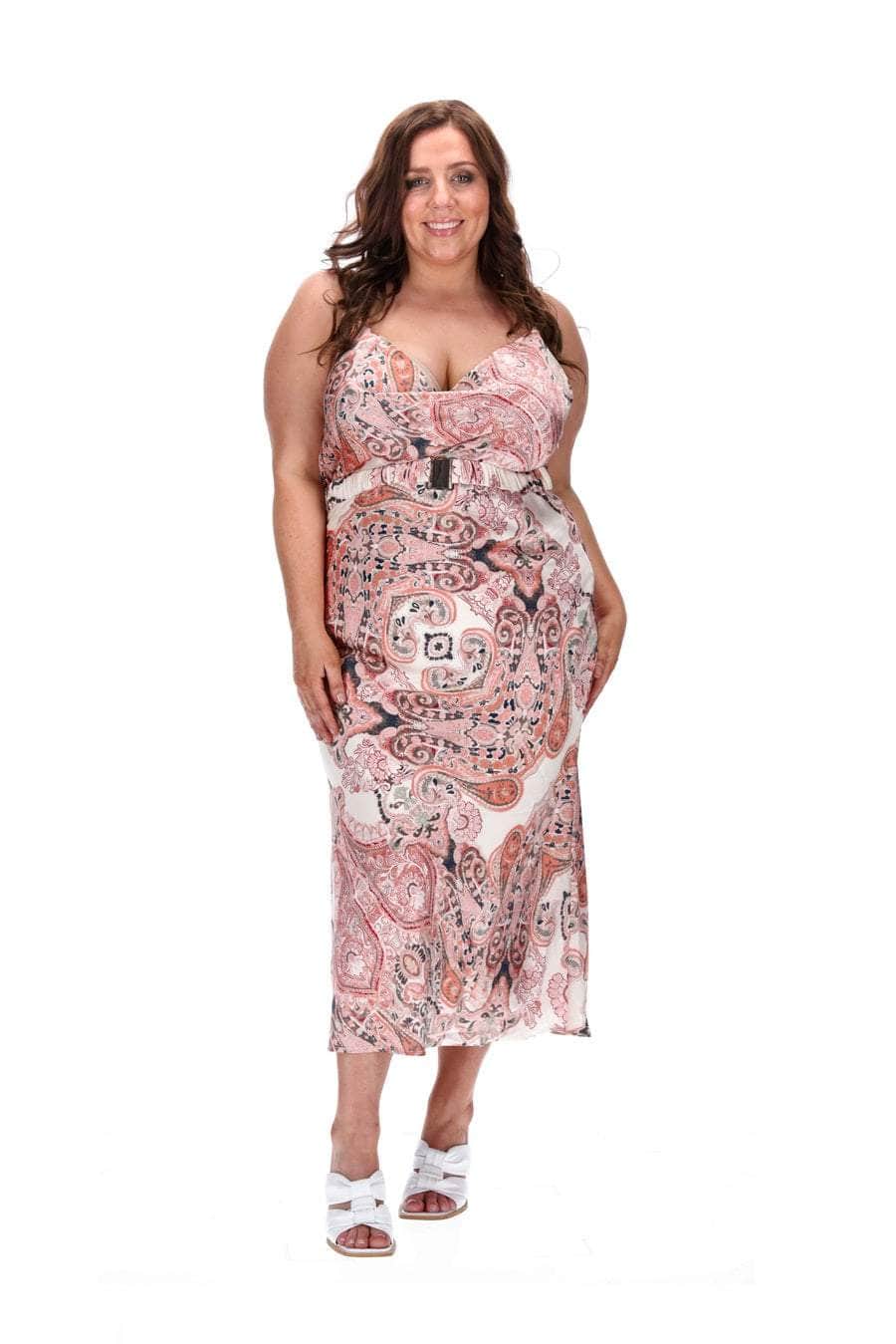 Midi Dress Peach Paisley