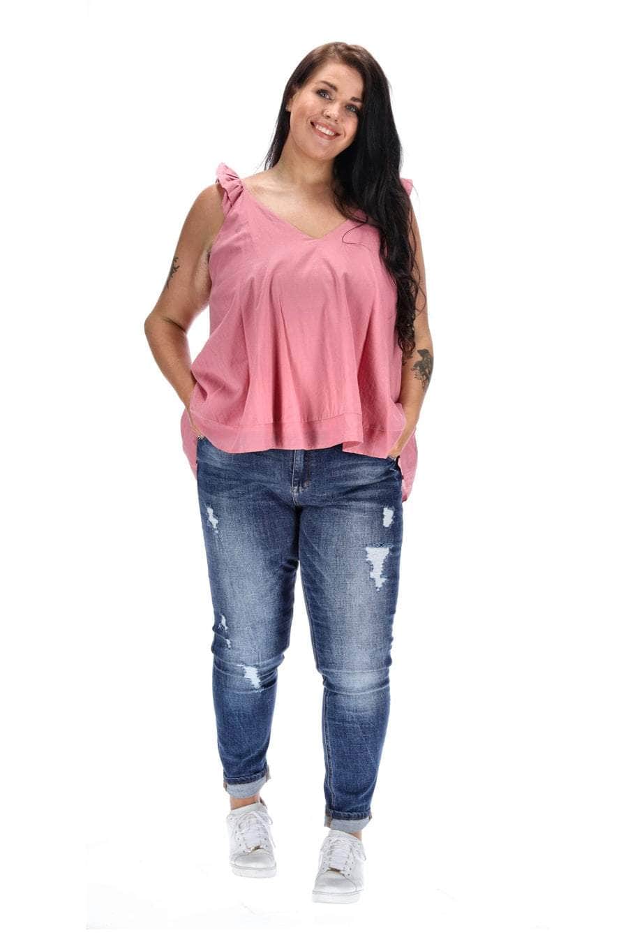 Quinn V Neck Top Pink 3