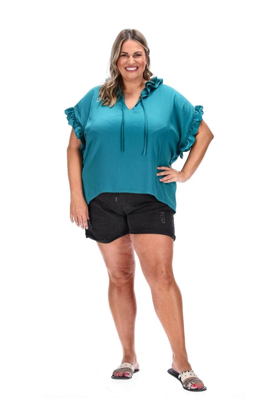 Scarlett V Neck Top Teal 2