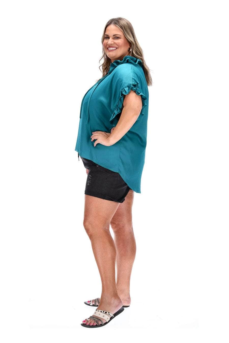 Scarlett V Neck Top Teal 3