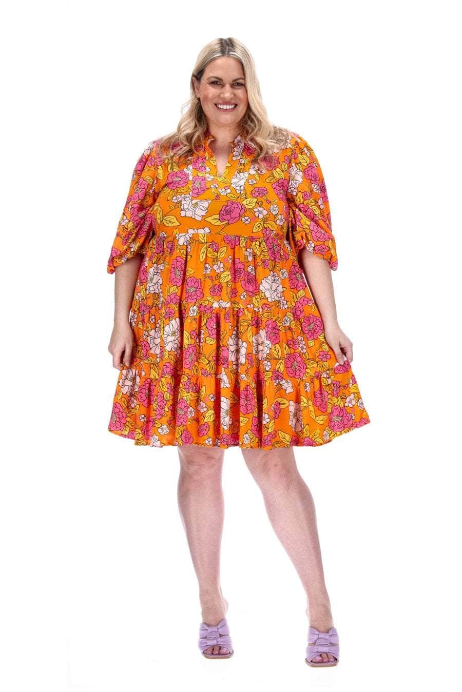plus size orange mini dress