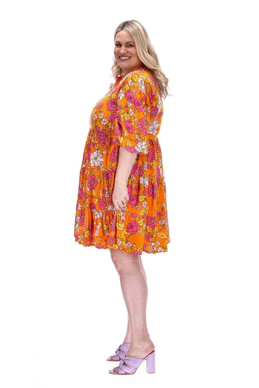 plus size orange mini dress