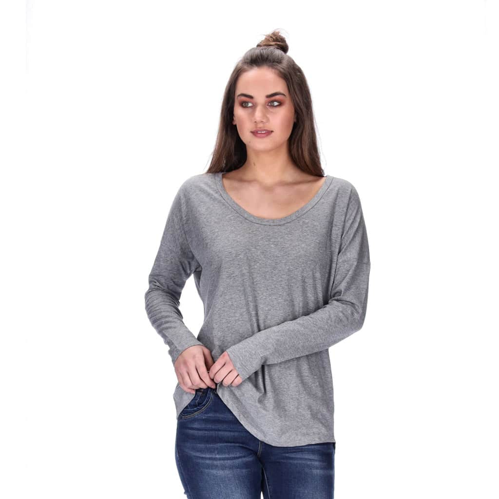 Sydney Long Sleeve Top Grey Marle