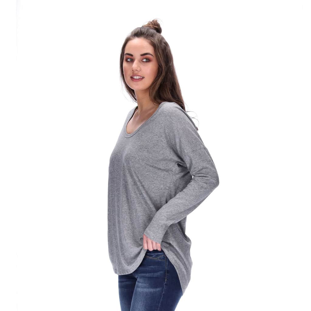 Sydney Long Sleeve Top Grey Marle 3