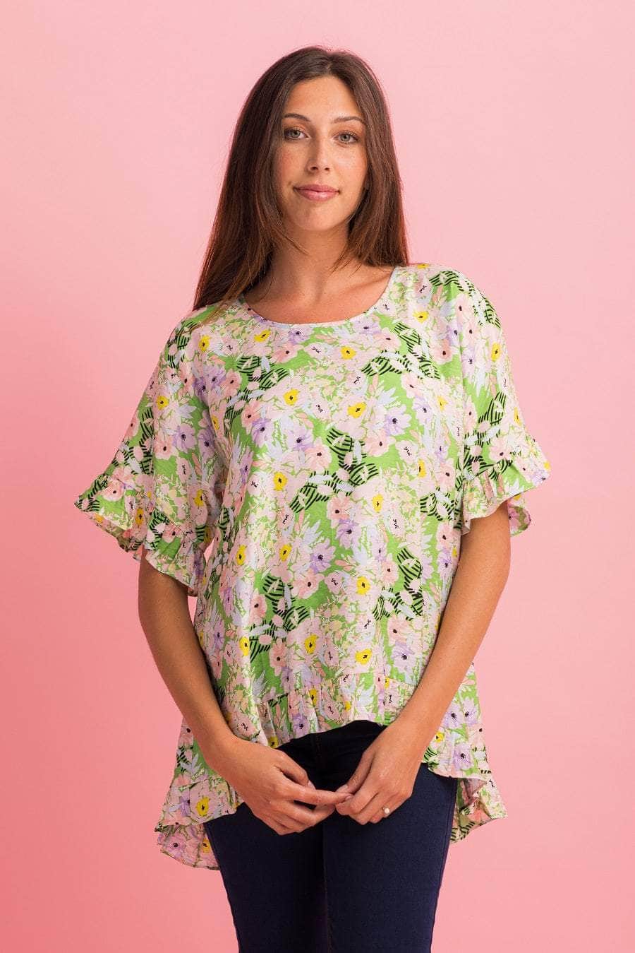 green floral top