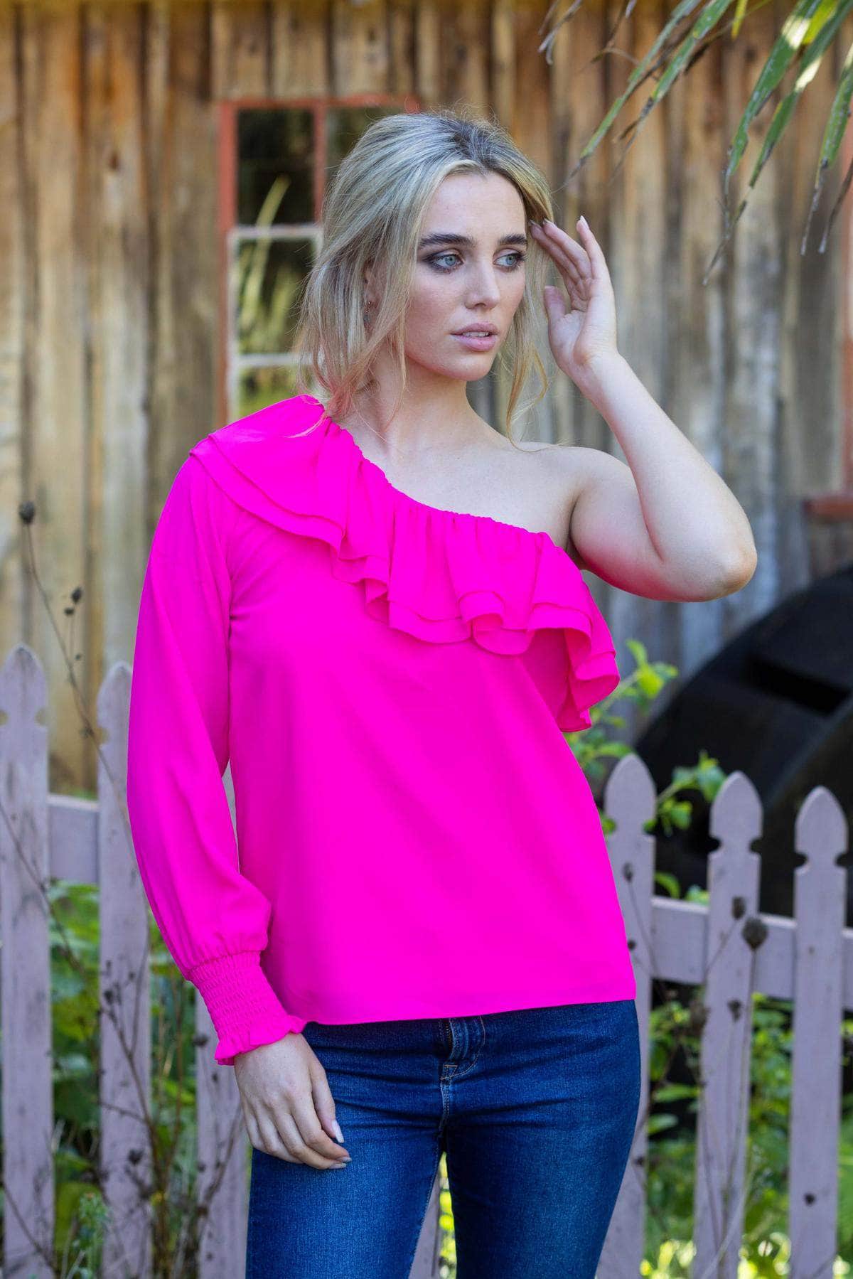 One Shoulder Top Pink
