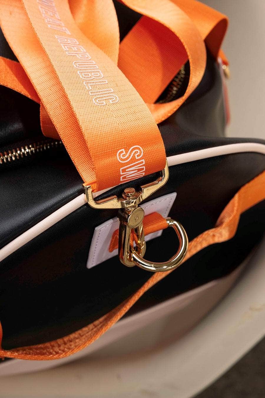 Black PU gym duffle bag