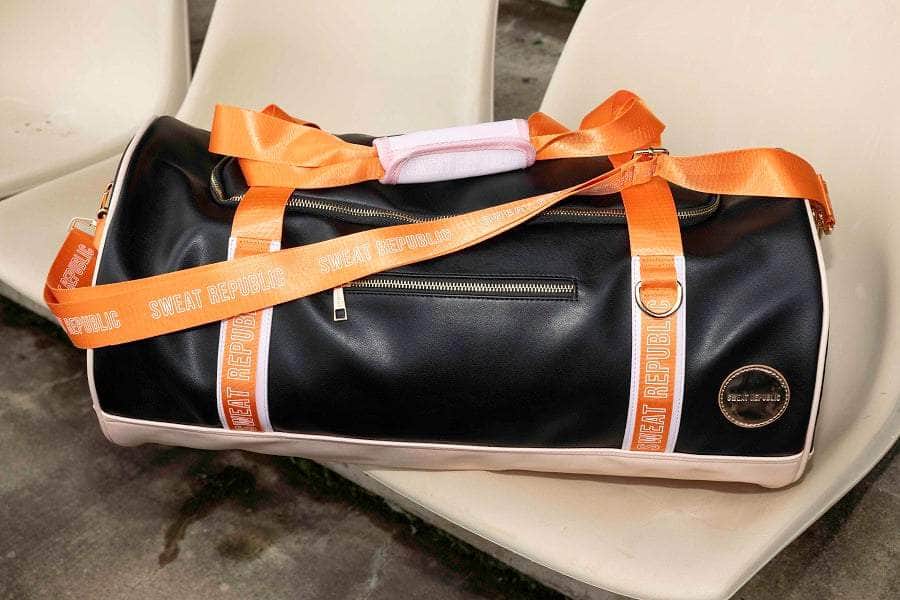 Black PU gym duffle bag