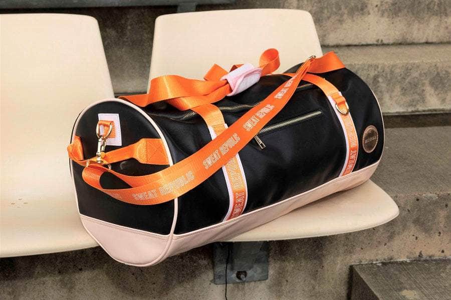 Black PU gym duffle bag