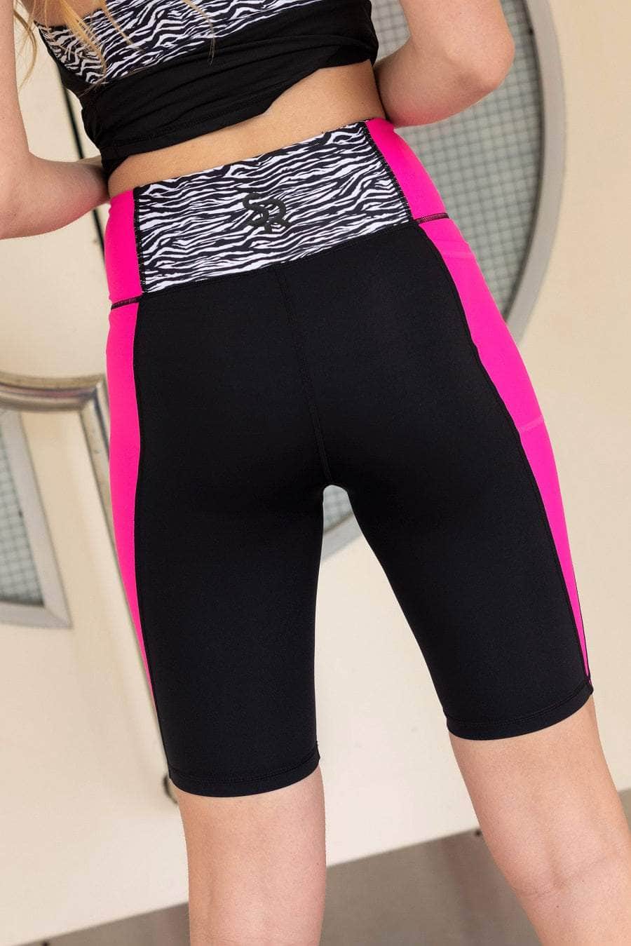 Go the Distance Biker Short Black Pink Zebra Print