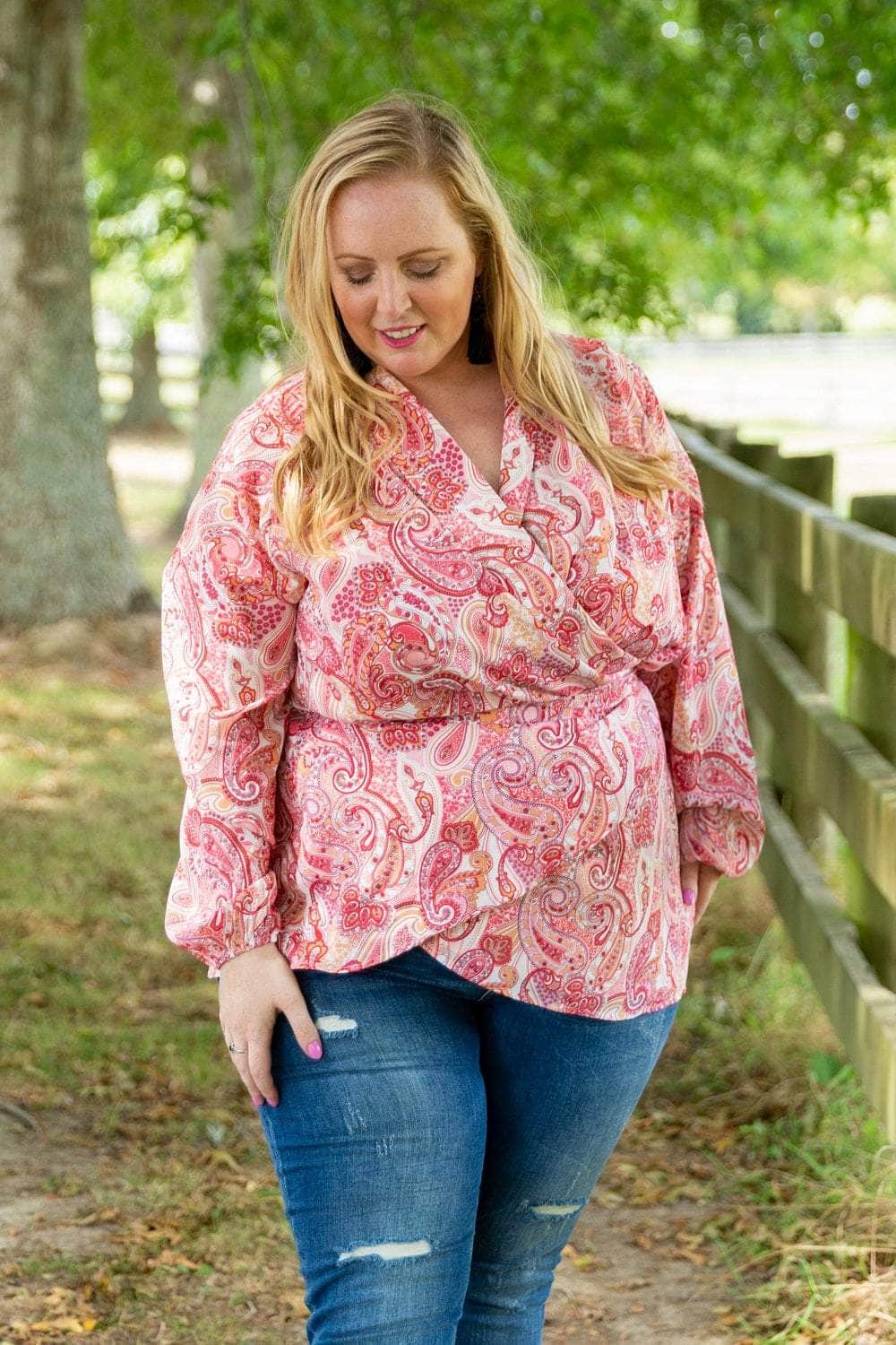 Kerry Top Pink Paisley