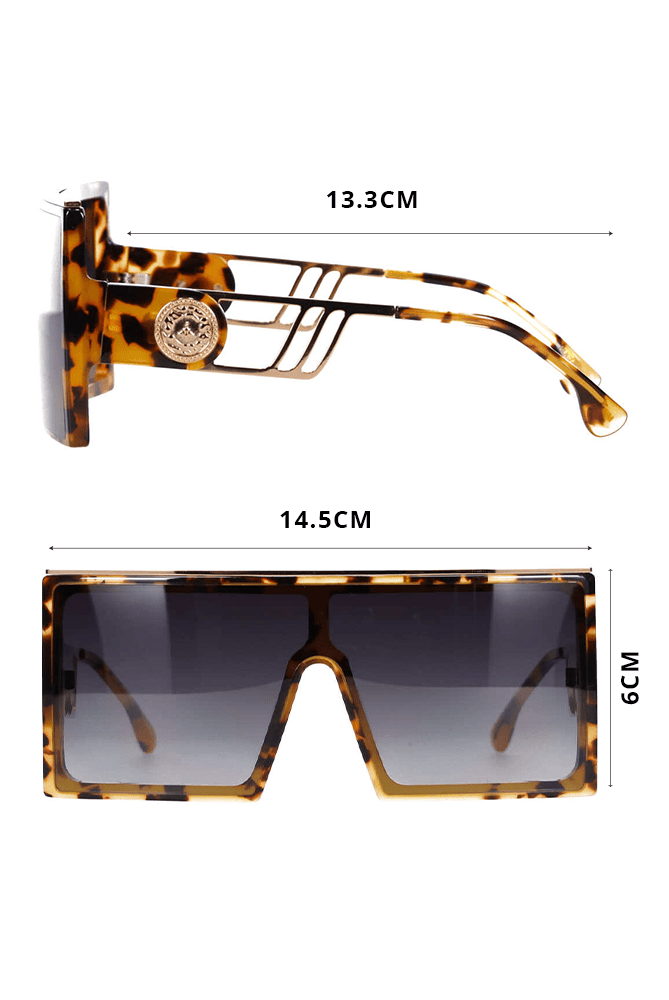 oversized flat top square sunglasses in brown tort