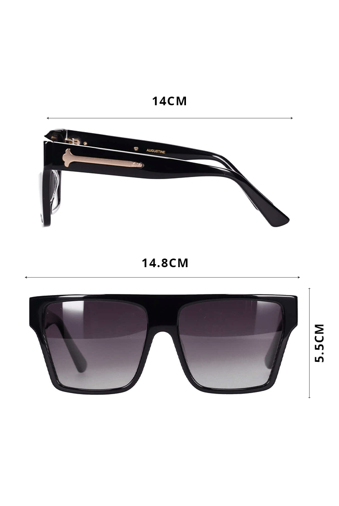 oversized flat top square sunglasses in black