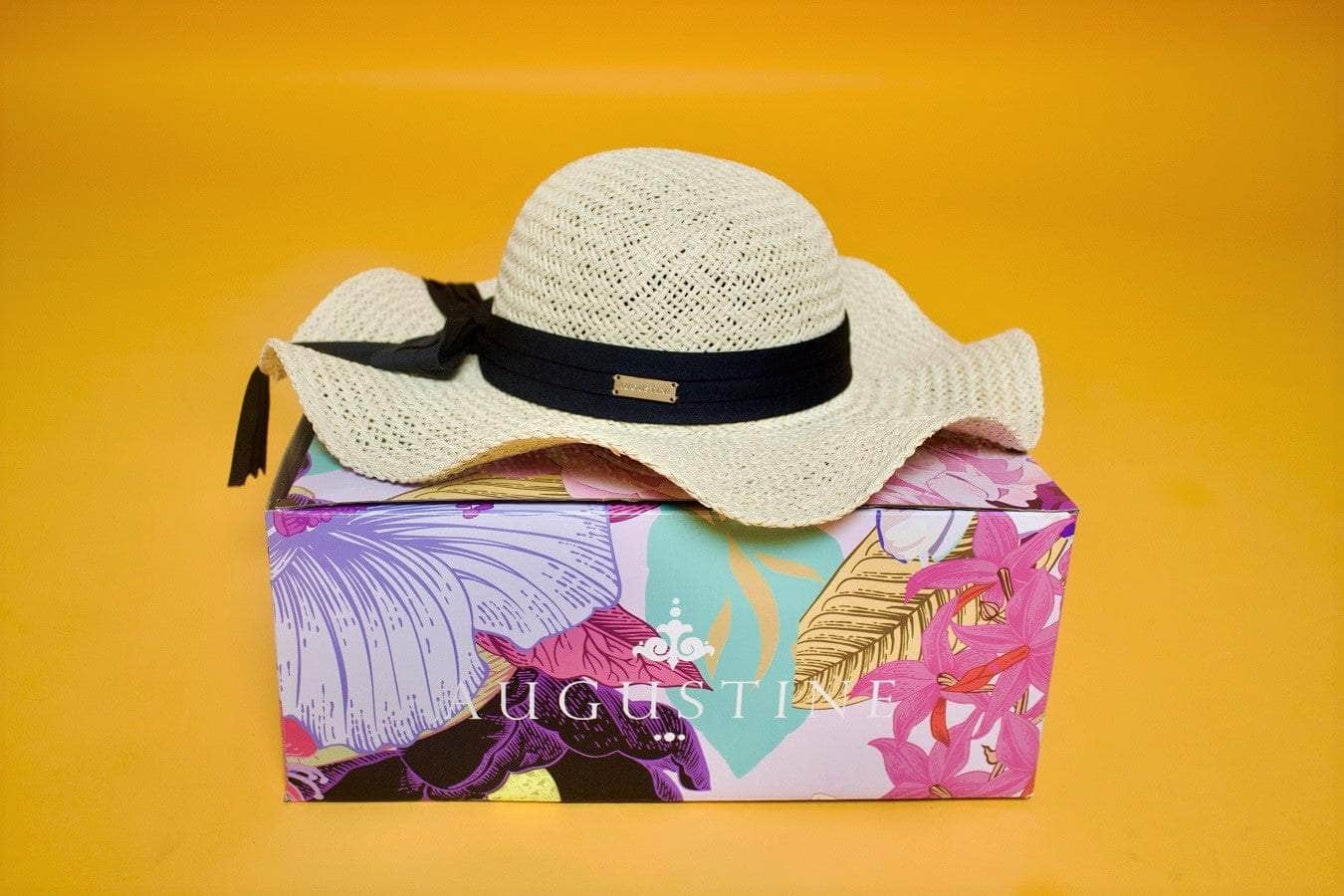 womens cream summer hat with black bow