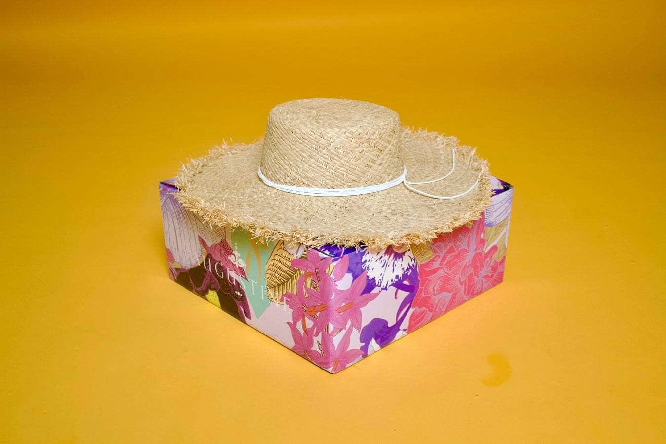 beige straw hat