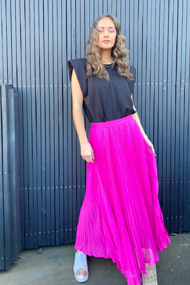 Pleated Maxi Skirt Pink