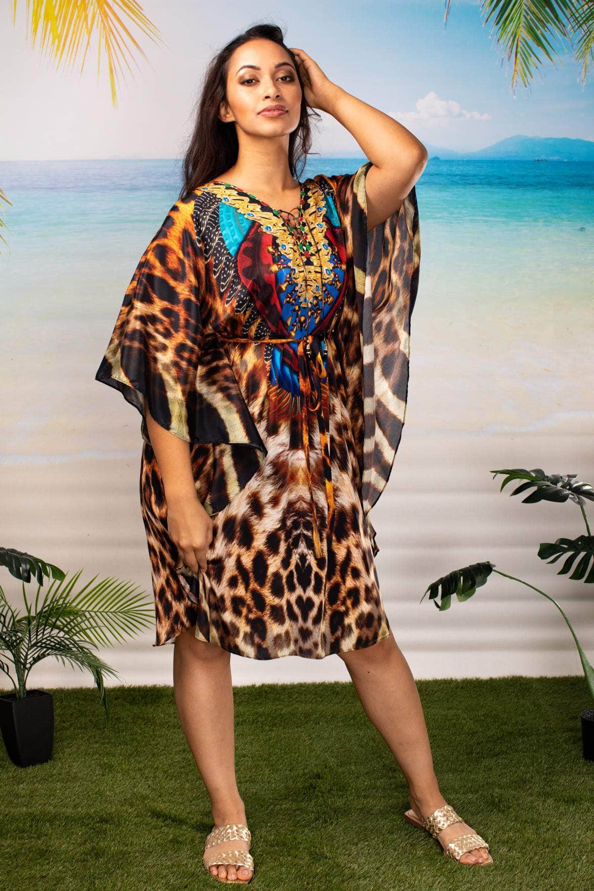 brown animal print kaftan