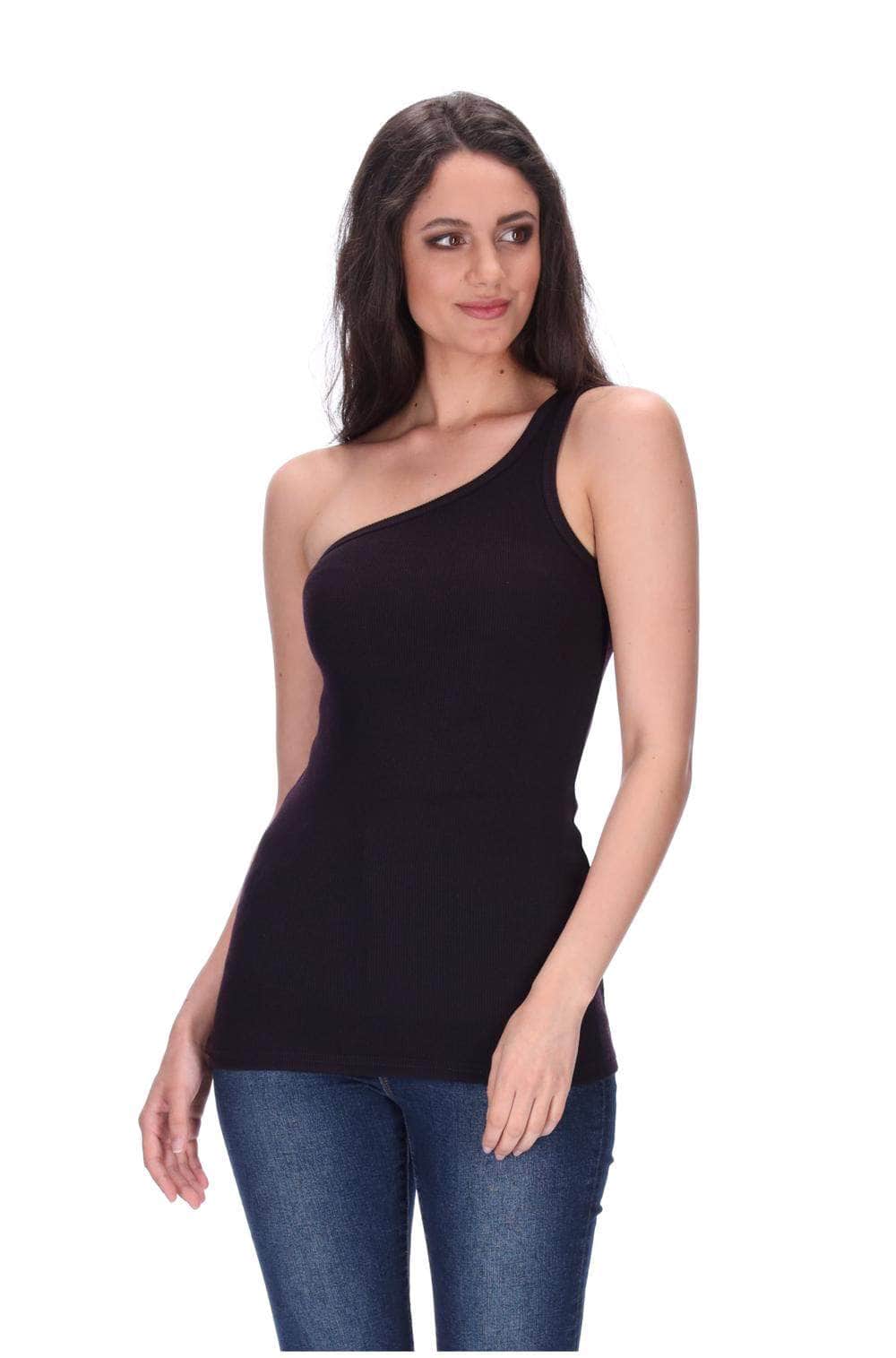 One Shoulder Singlet Aubergine