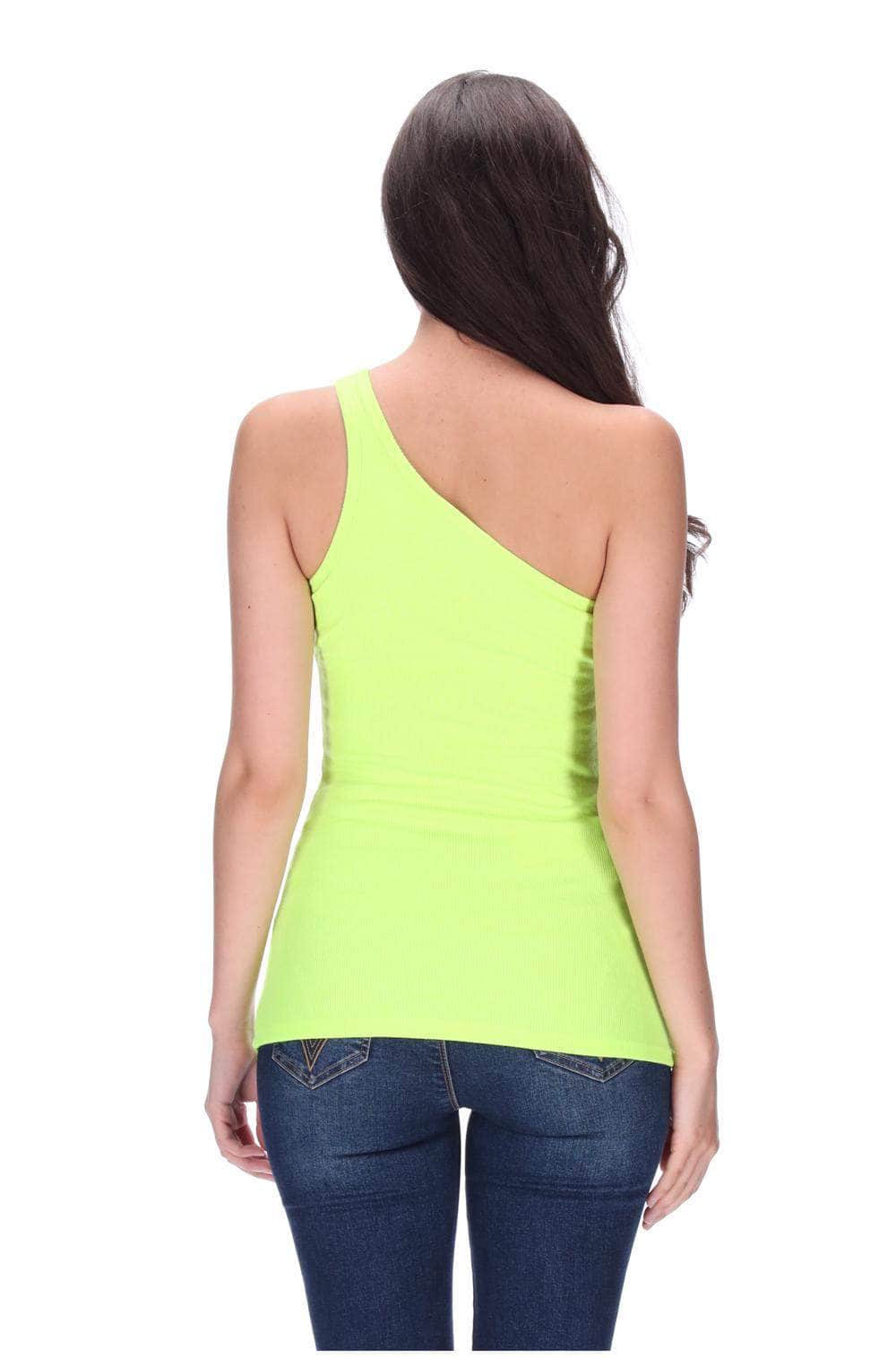 One Shoulder Singlet Fluro Yellow