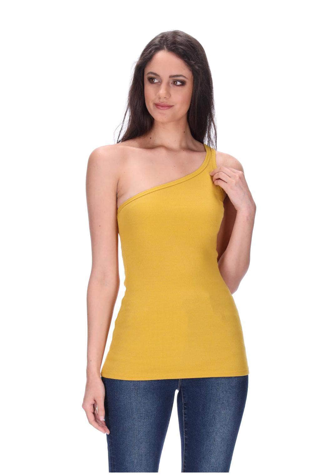 One Shoulder Singlet Mustard