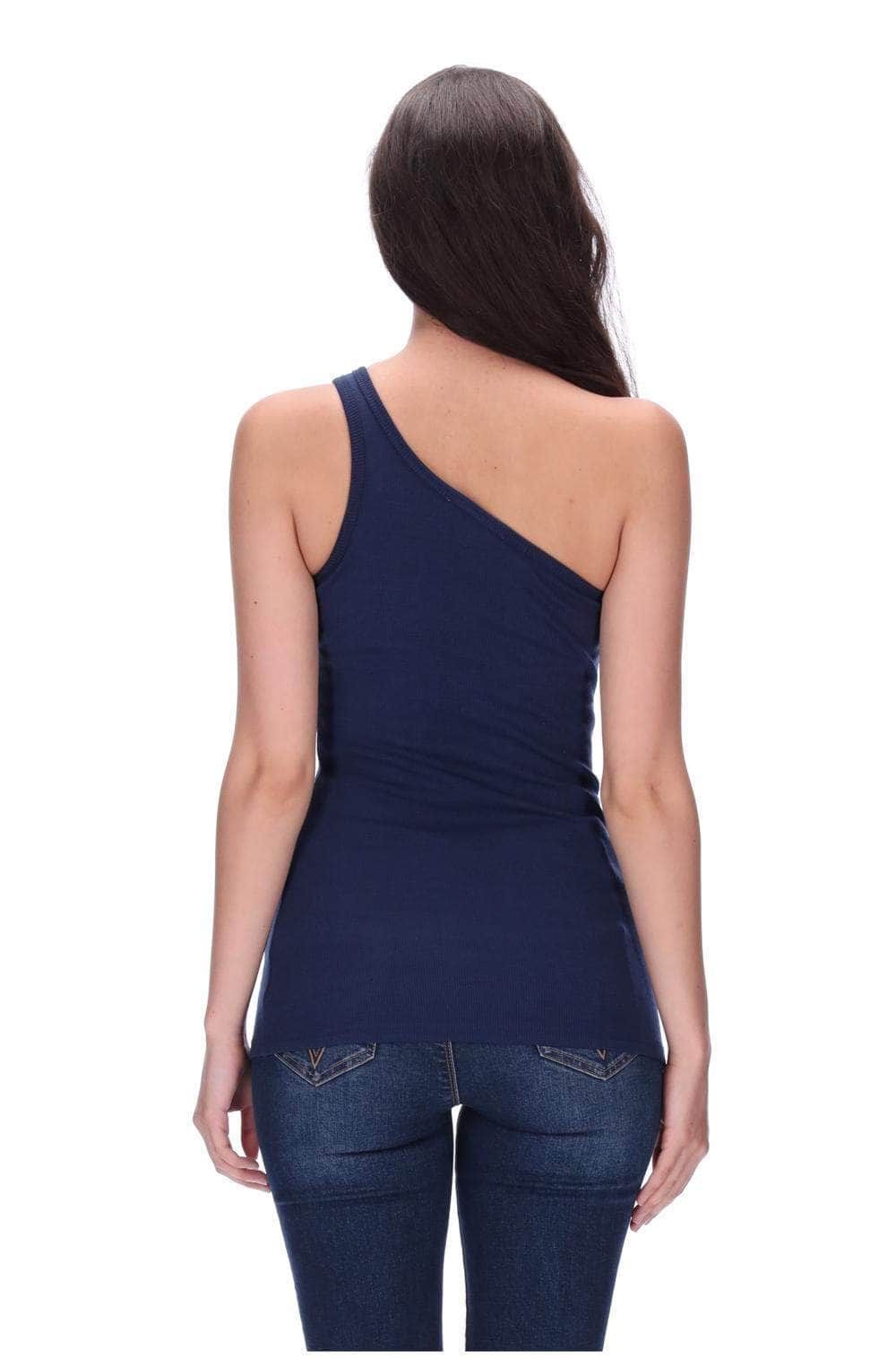 One Shoulder Singlet Navy